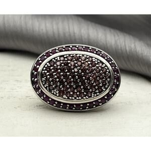 GSJ Sterling Silver Synthetic Ruby & Orange CZ Ring 12.05G / Sz 7